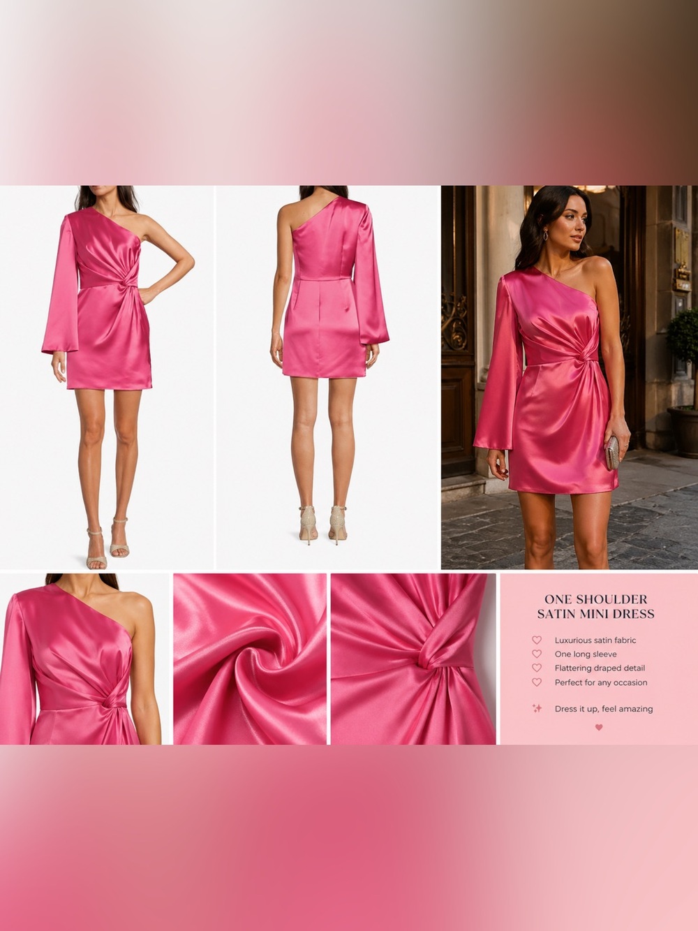 Muse by Marchesa Gardenia One
Sleeve Satin Dress
Color: Punch
Size: 2